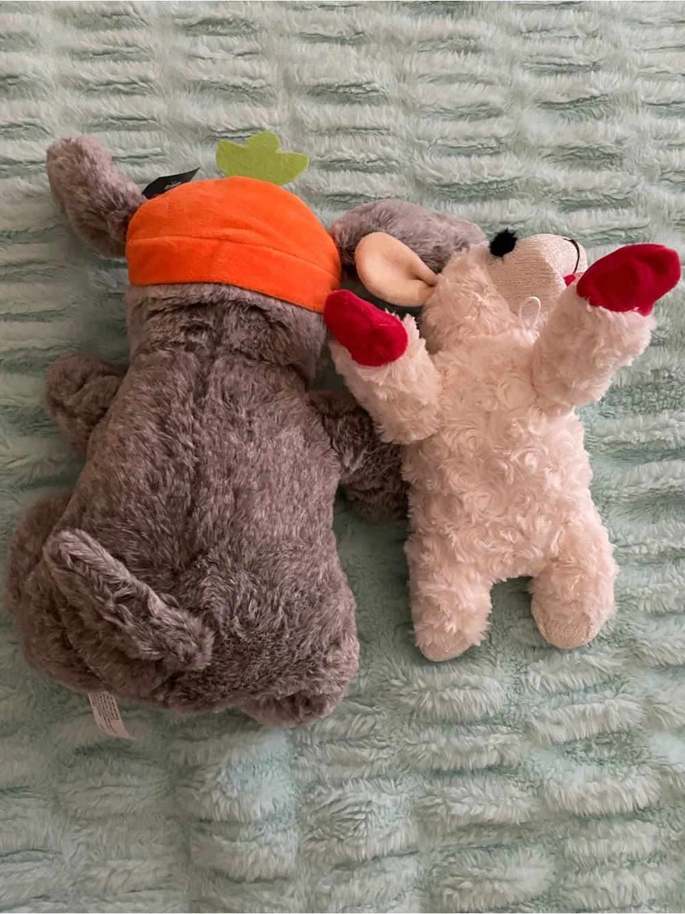 Plush Bear with Orange Pumpkin Outfit and Lamb Chop dog toys NWT/NWOT